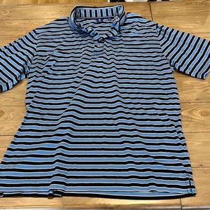 Foot Joy polo shirt, mens size L, blue, black and yellow stripe